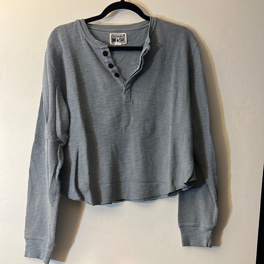 NWOT gray long sleeve Henley top